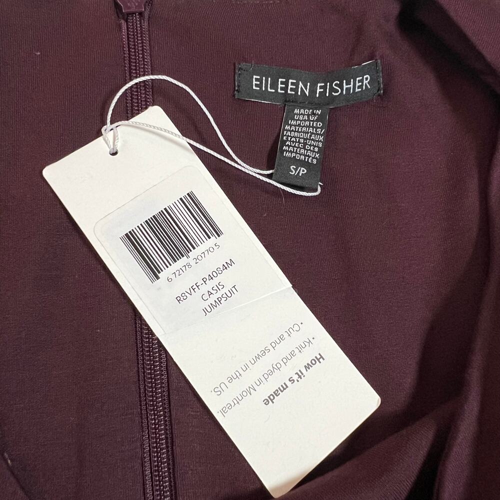 NEW Eileen Fisher Lightweight Viscose Jersey Faux-Wrap Jumpsuit Cassis Size S - Picture 7 of 11